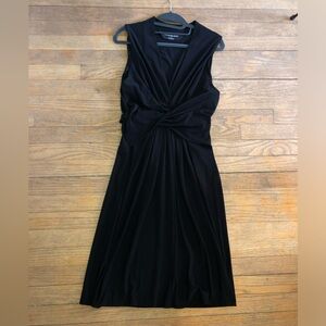 Norma Kamali Jersey Knit Sleeveless Black Waist Cinching Wrap Dress